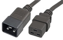 PRO Elec PEL01247 Mains Power Cord IEC 60320 C20 to C19 1 m 16 A 250 V Black