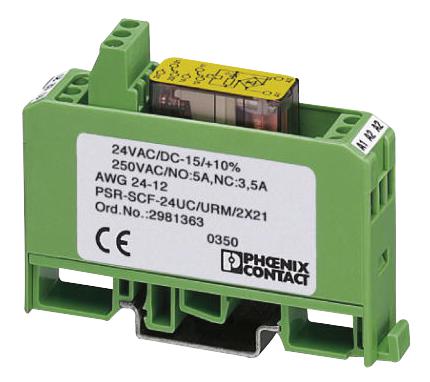 Phoenix Contact PSR-SCF-24UC/URM /2X21 PSR-SCF-24UC/URM /2X21 Safety Relay 24 V Dpdt PSR DIN Rail 5 A Screw