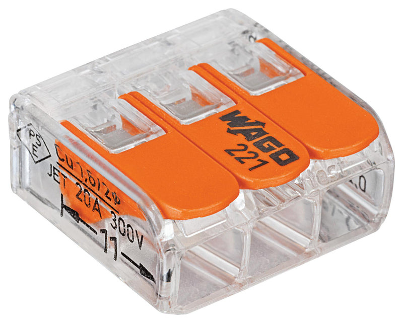 WAGO 221-413/VE00-2500 TERMINAL BLOCK, PLUGGABLE, 3POS, 12AWG