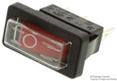 ARCOLECTRIC C5503ALNEA Rocker Switch, Illuminated, SPST, Off-On, Red, Panel, 16 A