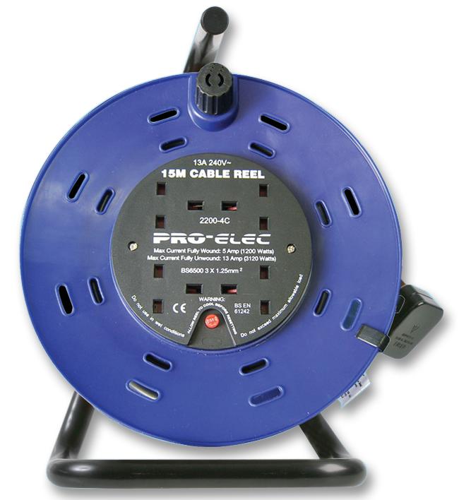 PRO Elec 2200-4-15M 2200-4-15M Cable Reel 4 Socket 15M