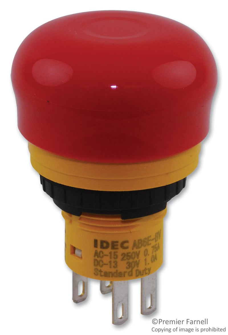 IDEC AB6E-3BV02PTRH SWITCH, E-STOP, DPST, 5A, 250VAC