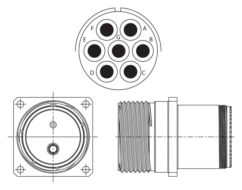 Amphenol Aerospace TVM00DS-25L-10P Circular Conn Rcpt 7POS Wall Mount