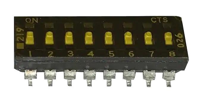 CTS 219-8LPST DIP / SIP Switch 8 Circuits Flush Slide Surface Mount Spst 50 V 100 mA