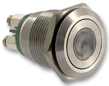 BULGIN MPI001/TERM/GN Vandal Resistant Switch, MPI001 Series, SPST-NO, Natural, Screw, 50 mA