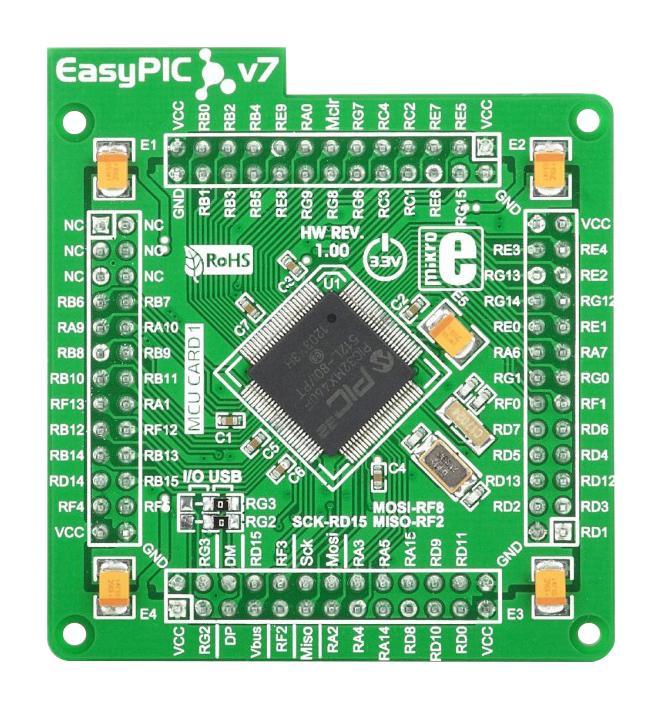 Mikroelektronika MIKROE-1210 Add-On Board Mikroe MCU Easypic Fusion v7 PIC32MX PIC32MX460F512L-80I/PT 4x 104 Pin Connector New