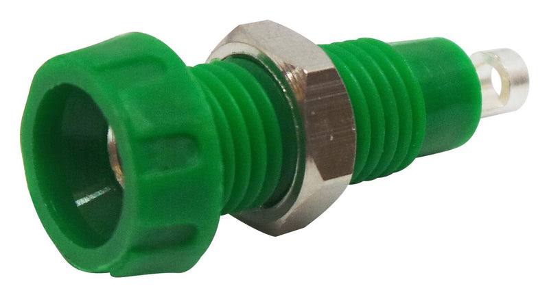 Deltron Components 563-0400-01 563-0400-01 Banana Test Connector 4mm Socket Panel Mount 10 A 50 V Silver Plated Contacts Green