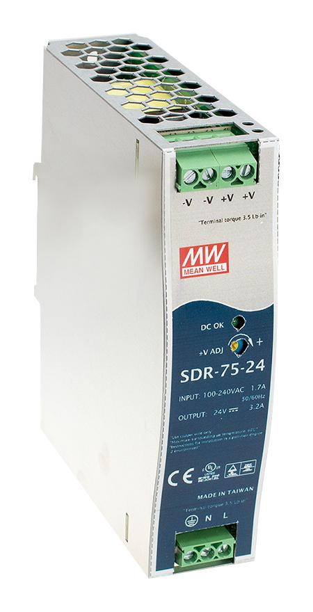 Mean Well SDR-75-12 AC/DC DIN Rail Power Supply (PSU) 1 Output 75.6 W 12 V 6.3 A