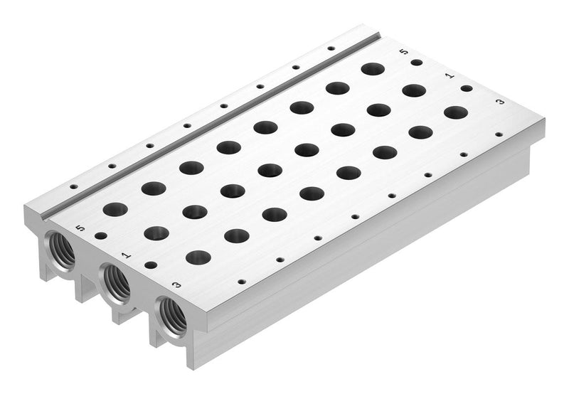 Festo VABM-L1-18S-G38-8 Manifold Rail 8 Outlet G3/8 Vabm Series VUVG-S18 Solenoid/G1/4 In-Line Valves