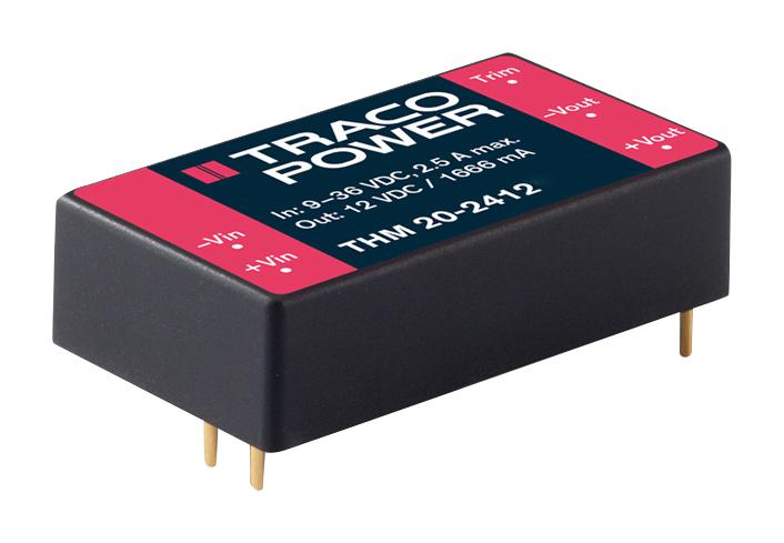 Tracopower THM 20-2412 Isolated Board Mount DC/DC Converter Medical 1 Output 20 W 12 V 1.67 A