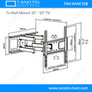 Tanotis - Tanotis Imported Swivel Tilt Heavy Duty Dual Arm Full Motion TV Wall mount for LCD/LED Plasma TV's upto 32" to 55" inch for Flat Wall or Corner mounting with VESA upto 400 MM x 400 MM - 8