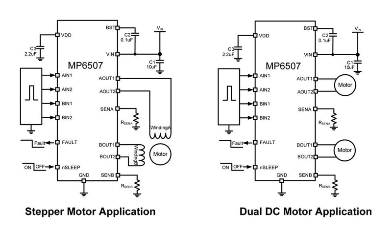Monolithic Power Systems (MPS) MP6507GQ-P Motor Driver/Controller Stepper/DC Brush 2 Outputs 2.7 V to 15 Supply 700 mA Output QFN-16 New