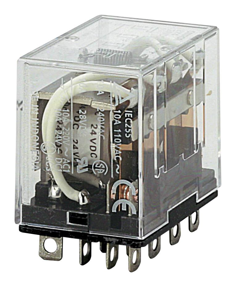 Omron Industrial Automation LY4N 24DC Power Relay 4PDT 24 VDC 10 A LY Series Socket Non Latching
