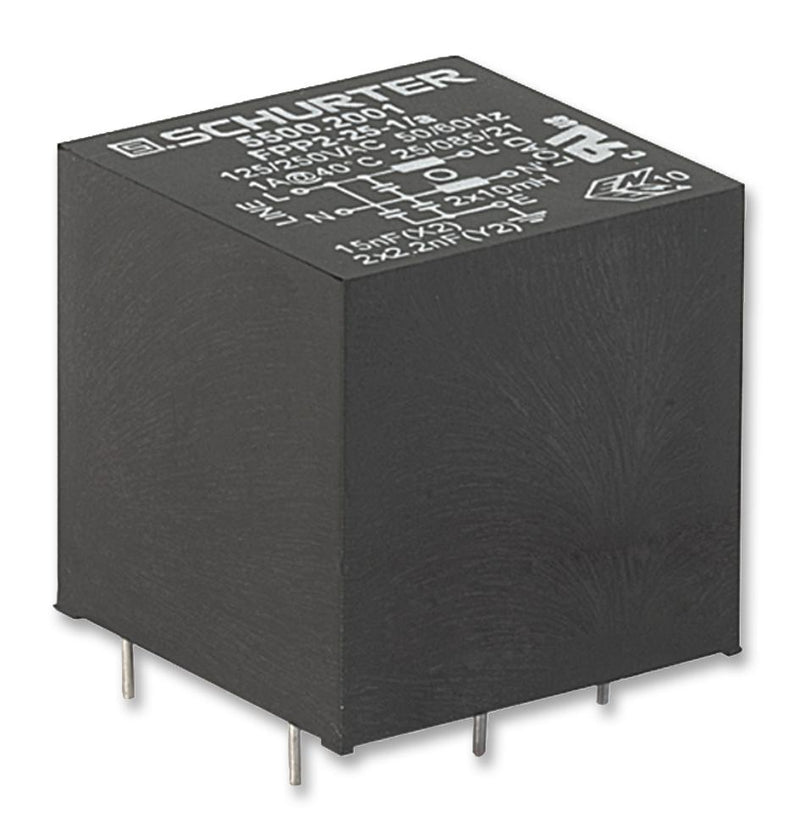 Schurter 5500.2000 Power Line Filter 0.015 &micro;F 250 V Standard 600 mA Through Hole 40 mH