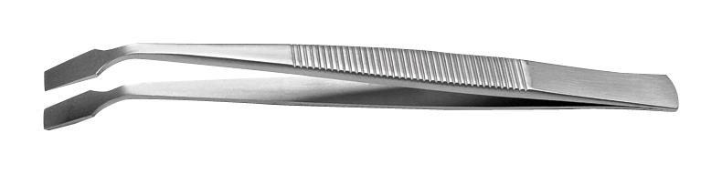 IDEAL-TEK 128.SA Tweezer, General Purpose, Bent, Flat, Stainless Steel, 105 mm