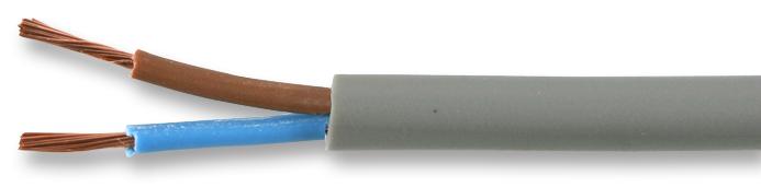 PRO POWER 2182Y-0.5MMGRY100M Round Mains Cable 2182Y 2-Core 3A Grey 0.5mm&sup2; x 100m