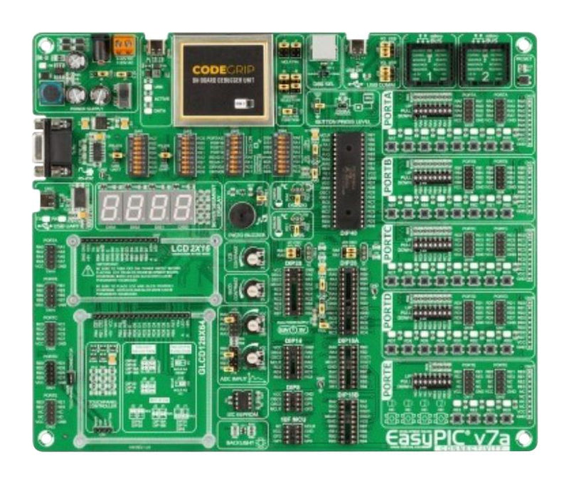 Mikroelektronika MIKROE-4459 Development Kit Easypic v7a PIC18F45K22-I/P Supports PIC10/12/16/18 F/L Series Mcus Codegrip New