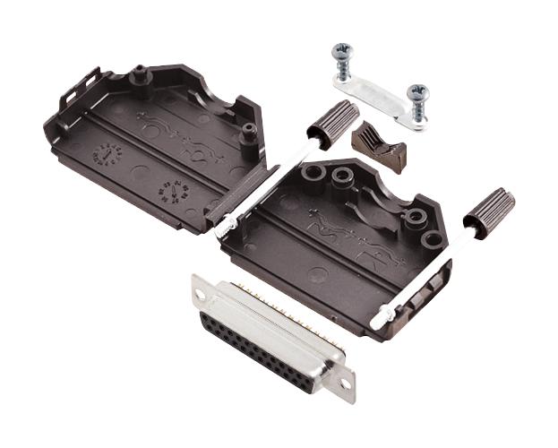 Amphenol ICC (COMMERCIAL PRODUCTS) L17DPPK25-BK+L77SDB25S D Sub Connector With Backshell DB25 25 Contacts Receptacle Solder DB L17DPPK-BK Series