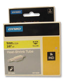 DYMO 18054 Wire Marker, Rhino&trade; Tape Cassette, Heat Shrinkable Sleeve, PO (Polyolefin), Yellow, 9mm x 1.5m