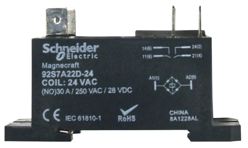 Schneider ELECTRIC/LEGACY Relay 92S7D22D-12 92S7D22D-12 DPST-NO 250VAC 28VDC 30A