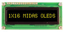 Midas MCOB11605BV-EYP Alphanumeric Oled 16 x 1 Yellow on Black 5V Parallel Multi 5.55 mm