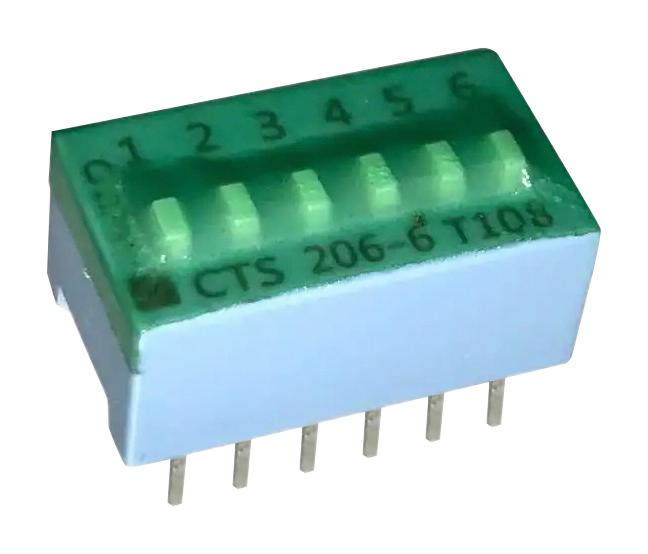 CTS 206-6ST 206-6ST DIP / SIP Switch 6 Circuits Slide Through Hole Spst 50 V 100 mA