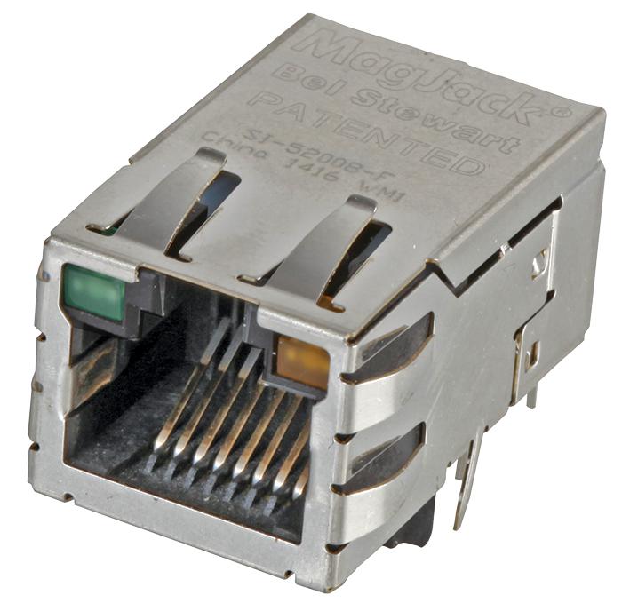 BEL Magnetic Solutions SI-52008-F Modular Connector RJ45 Jack 1 x (Port) 8P8C Cat5 Through Hole Mount