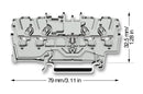 WAGO 2004-1404 DIN Rail Mount Terminal Block, 4 Ways, 20 AWG, 10 AWG, 6 mm&sup2;, Clamp, 32 A