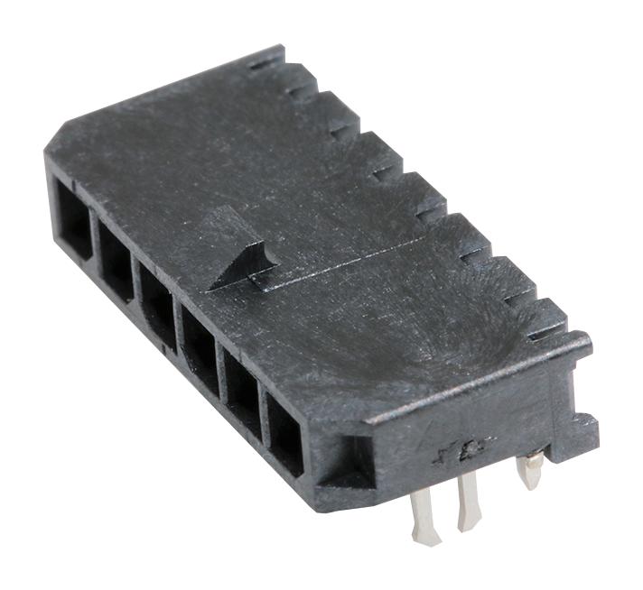 Molex 43650-0604 Pin Header Power 3 mm 1 Rows 6 Contacts Through Hole Right Angle Micro-Fit 3.0 43650