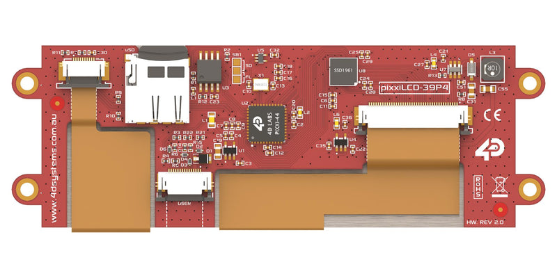 4D Systems PIXXILCD-39P4-CTP PIXXILCD-39P4-CTP HMI Panel LCD TFT Display 475 cd/m2 480 x 128 Pixels 15 Way FPC
