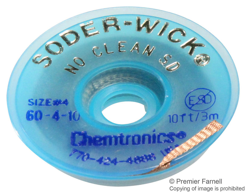 CHEMTRONICS 60-4-10 Desoldering Braid, Soder-Wick&iuml;&iquest;&frac12;, No-Clean,