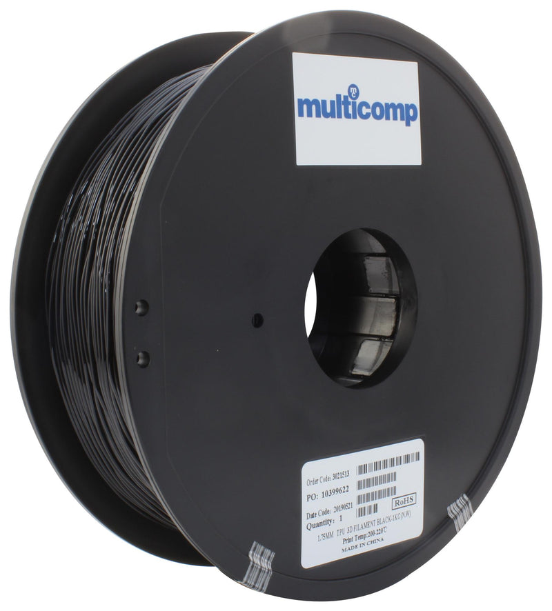 Multicomp MC011461 3D Printer Filament TPU 1.75 mm Black 220 &deg;C Melting Temp