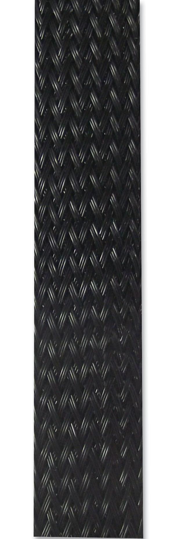 PRO POWER PP-10-0 Sleeving, Braided, 100 m, 328 ft, 15 mm, PE (Polyester), Black