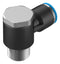 Festo QSLV-3/8-10 Pneumatic Fitting Push-In L-Fitting R3/8 14 bar 10 mm PBT (Polybutylene Terephthalate) Qslv