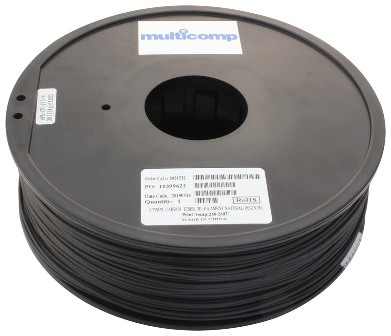 Multicomp MC011477 3D Printer Filament Carbon Fibre Nylon 1.75 mm Natural 260 &deg;C Melting Temp