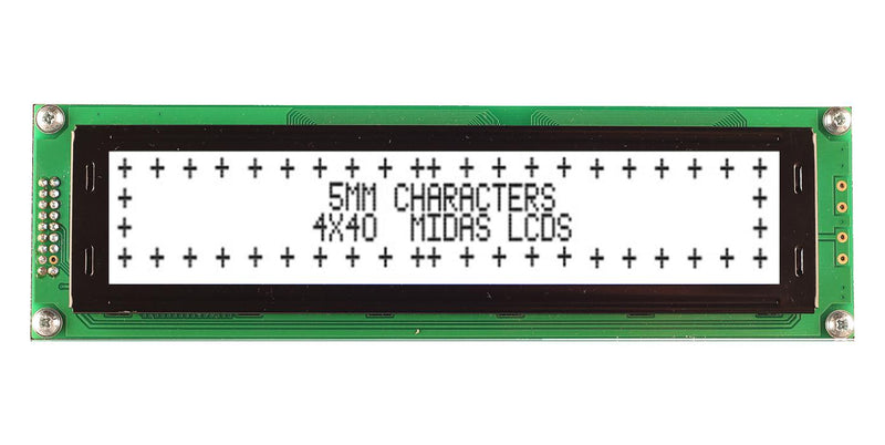 Midas MC44005A6W-FPTLW3.3-V2 MC44005A6W-FPTLW3.3-V2 Alphanumeric LCD 40 x 4 Black on White 3.3V Parallel English Japanese Transflective