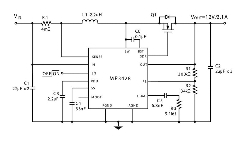 Monolithic Power Systems (MPS) MP3428AGL-P MP3428AGL-P DC-DC Switching Synchronous Boost Regulator 3V-20V in 3V to 22V out 19A 600kHz QFN-22