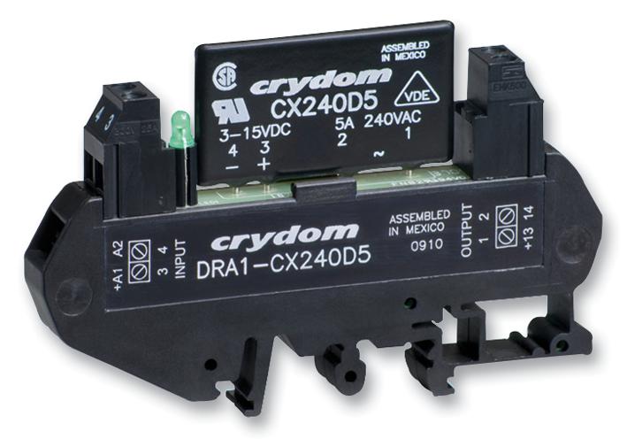SENSATA/CRYDOM DRA1-CX240D5 DRA1-CX240D5 Solid State Relay SPST-NO 5 A 280 VAC DIN Rail Cage Clamp Zero Crossing