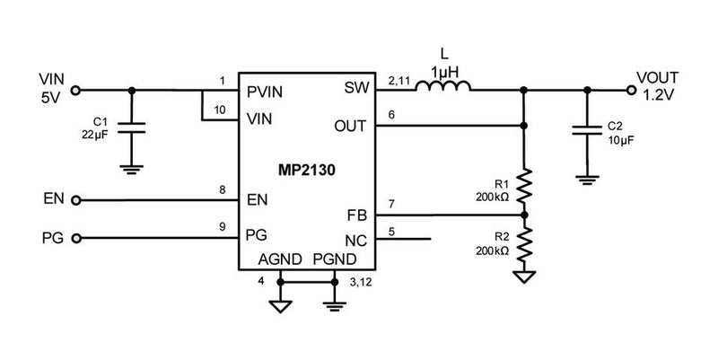 Monolithic Power Systems (MPS) MP2130DG-LF-P DC-DC Switching Synchronous Buck Regulator 2.7V-6V in 600mV to 5.5V out 3.5A 1.2MHz QFN-12 New