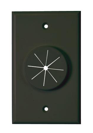 Midlite Products 1GBK-GR1 Single Gang Wireport Cable Pass Through Wall Plate With Grommet - Black