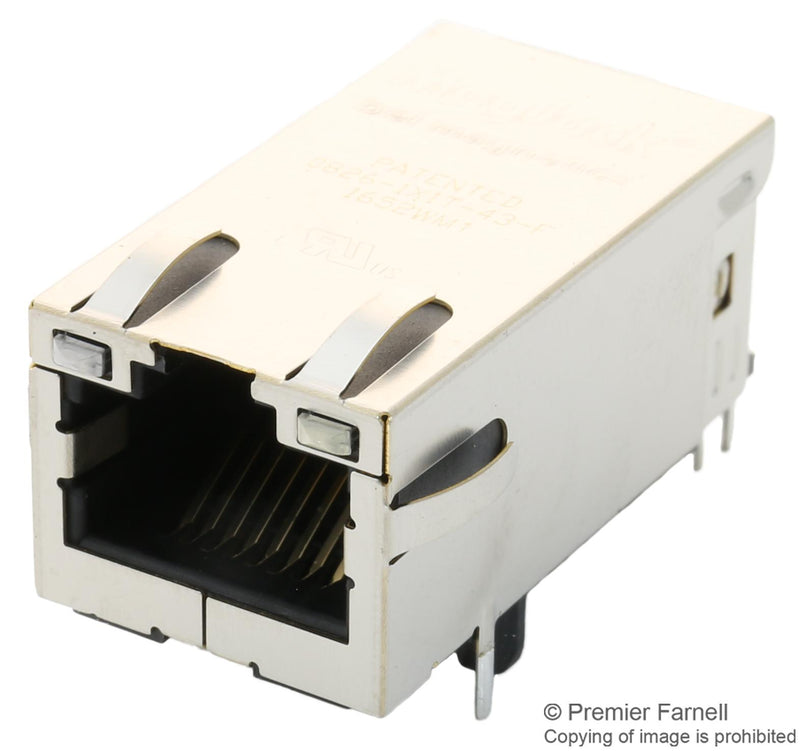 Stewart Connector 0826-1X1T-43-F Modular RJ45 Jack 8 Contacts Ways Magjack Series
