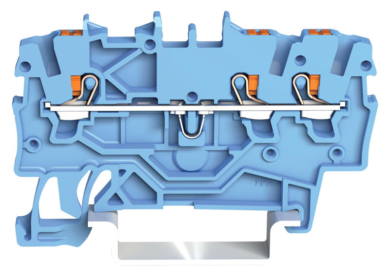 Wago 2201-1304 DIN Rail Mount Terminal Block 3 Ways 22 AWG 14 1.5 mm&sup2; Push In 18 A