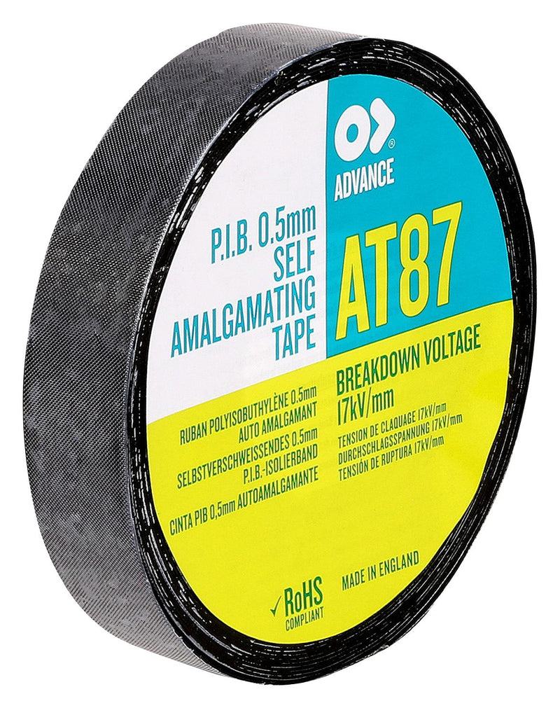 Advance Tapes AT87 BLACK 10M X 19MM Self-Amalgamating Tape PIB (Polyisobutylene) 19.05 mm x 10 m