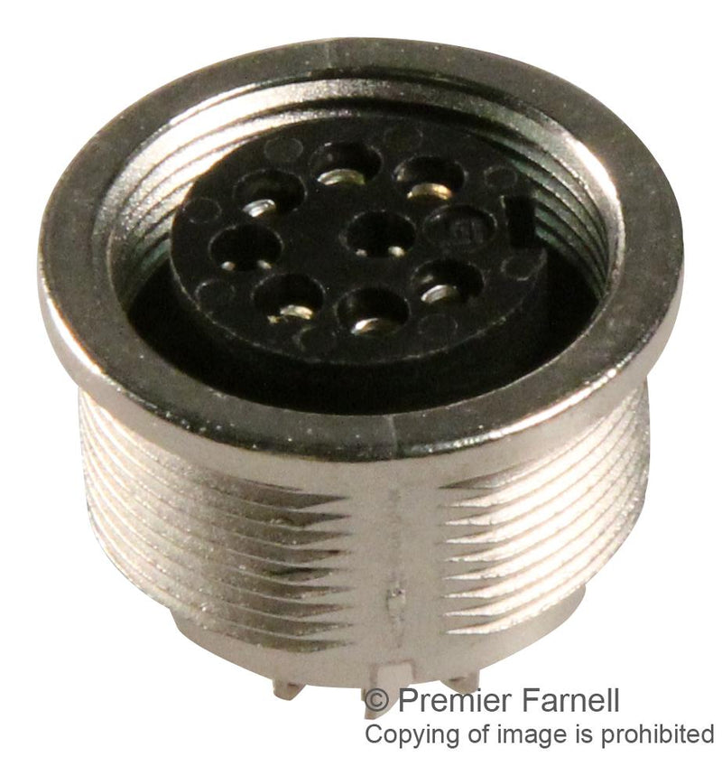 Binder 09 0174 00 08 09 08 Circular Connector 723 Series Panel Mount Receptacle 8 Contacts Solder Socket Brass Body