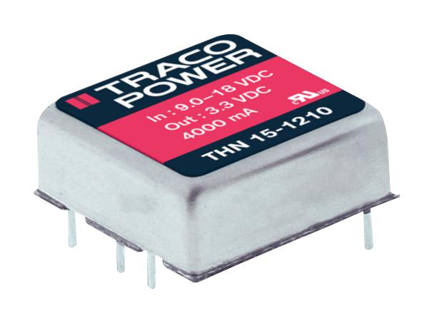 TRACOPOWER THN 15-1223 Isolated Board Mount DC/DC Converter, 2 Output, 15 W, 15 V, 500 mA, -15 V, 500 mA