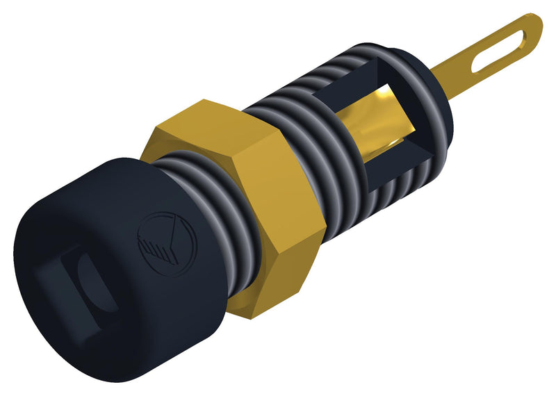 Hirschmann Test and Measurement 930308700 Banana Connector Socket Panel Mount 6 A 60 VDC Gold Plated Contacts Black