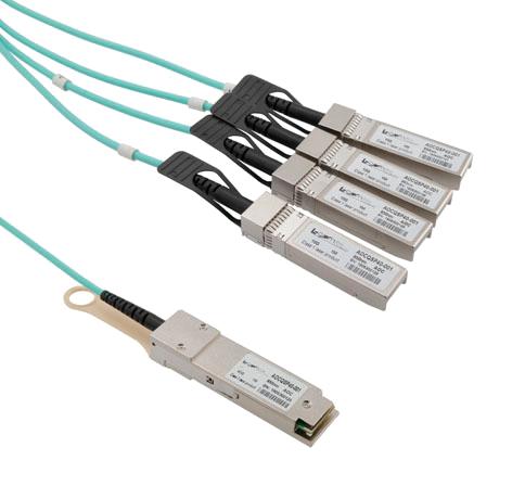 L-COM AOCQSP40-010 AOCQSP40-010 Active Optical Cable Breakout QSFP+ 40GBPS TO 4X10G SFP+ 10 Meters MSA Compatible 29AH9115