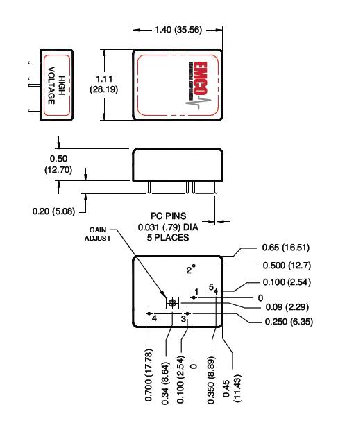 XP Power C02 C02 High Voltage DC/DC Converter Regulated Positive Output Fixed Adjustable 1 W 5 mA