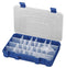 Multicomp PRO 195.303 Storage Box 20 Compartment Transparent Blue Locking Clips 45mm x 276mm 188mm