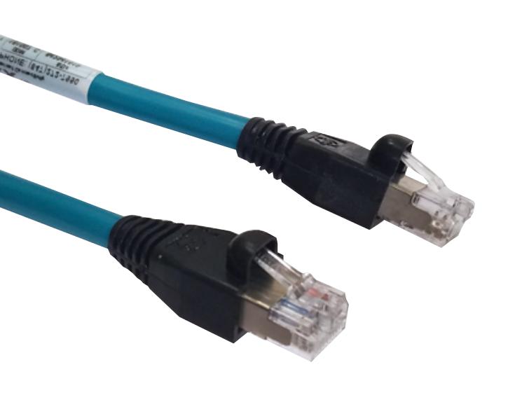 Brad - A Molex Company 120108-0009 Ethernet Cable Cat5e 500 mm 19.7 " RJ45 Plug to Teal 120108 Series